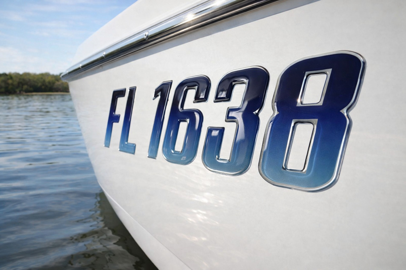 BLUE RAISED BOAT REGISTRATION NUMBERS • 3D DOMED DECALS • BOAT & JET SKI • WATER