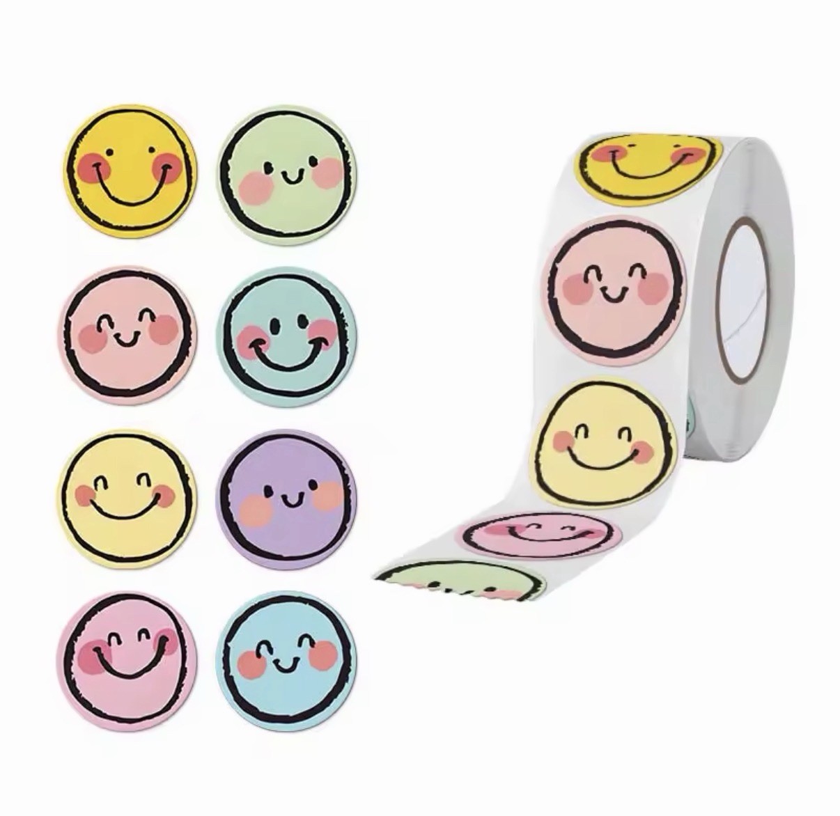 25 Assorted Smiley Face Envelope Seals Labels / Scrapbook Stickers – 1” Diameter