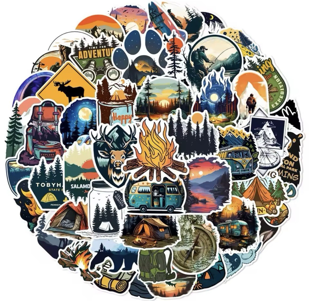 Camping Outdoors Style Stickers 50pc Camping Adventure Stickers FREE SHIPPING