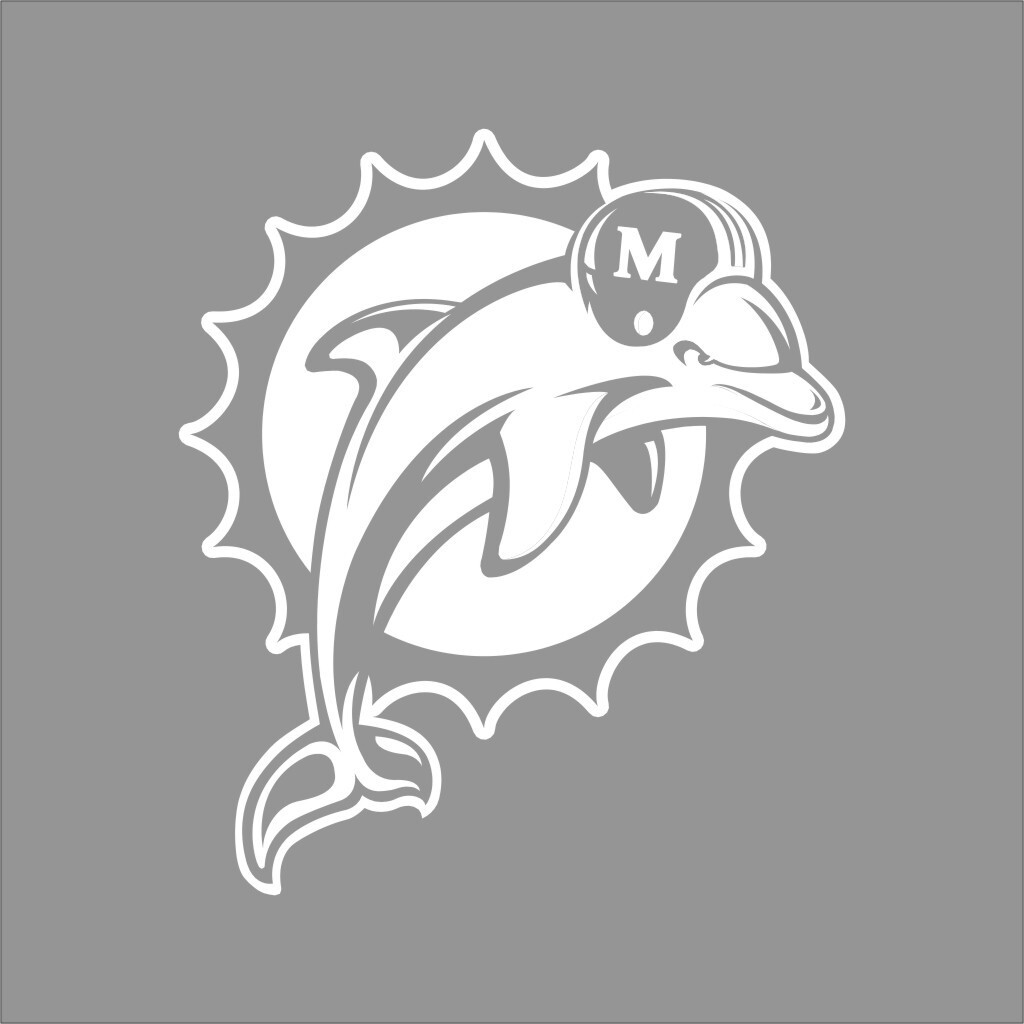 Miami Dolphins NFL Team Logo 1 Color Vinyl Decal Sticker Window Car Wall
