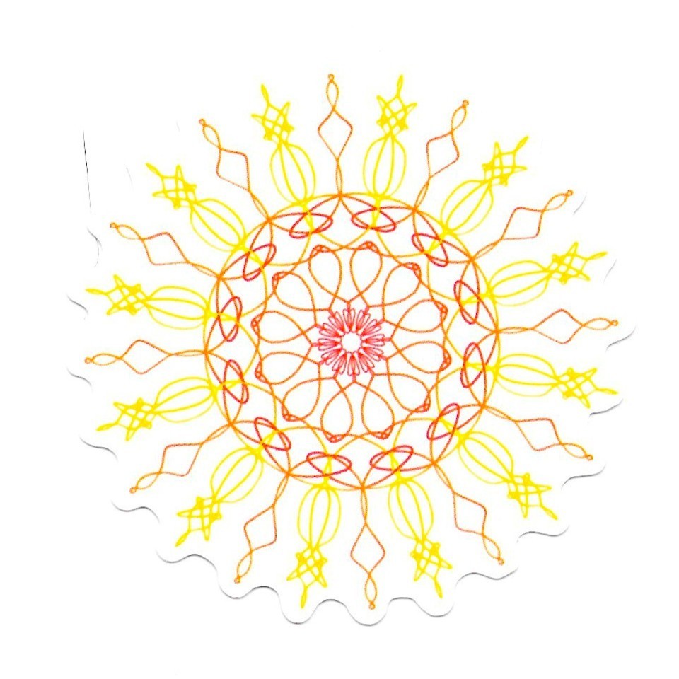 Mandala Sun Vinyl Sticker Geometric Spiral Sunburst Yellow Orange Zen Art Decal