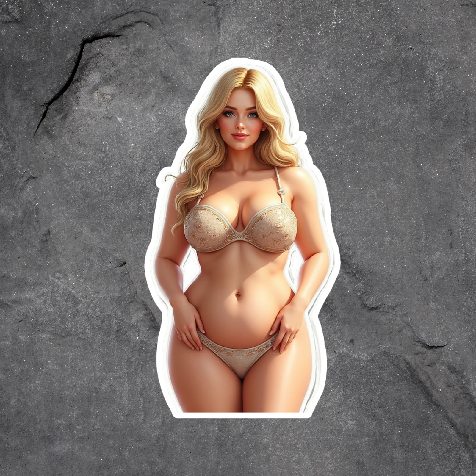 Pinup Girl Sticker Vinyl Decal Blonde Swimsuit Bikini Plus Wall Garage Decor