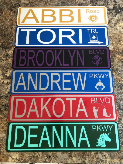 Custom Steel 6"X24" Street Sign with Icon, Your Choice Background