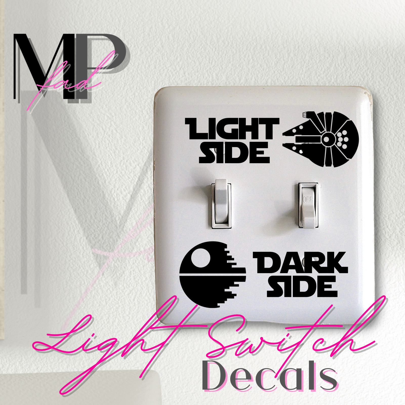 Star Wars LIGHT Switch DARK SIDE DECAL STICKER Vinyl Wall DEATH STAR FALCON