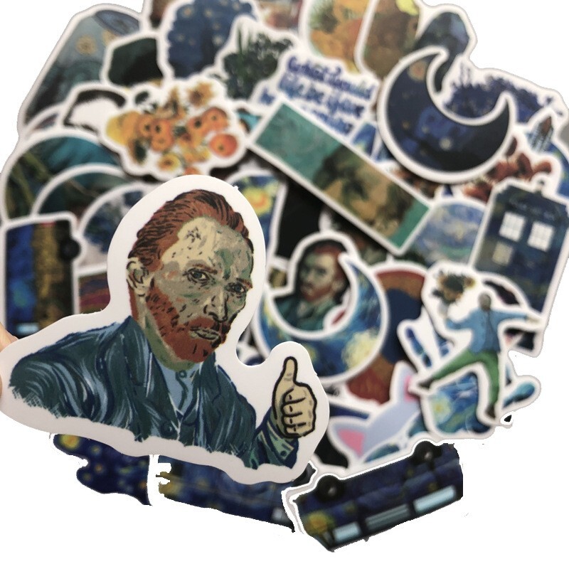 90pcs Famous Painting Vinyl Stickers, Artist Monet Van Gogh,007009