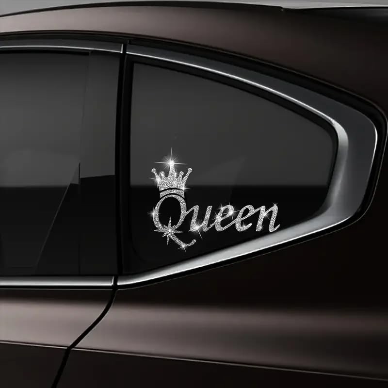 2PCS Sparkling Crown Queen Self-Adhesive PVC Rainbow Glittery Decal Sticker