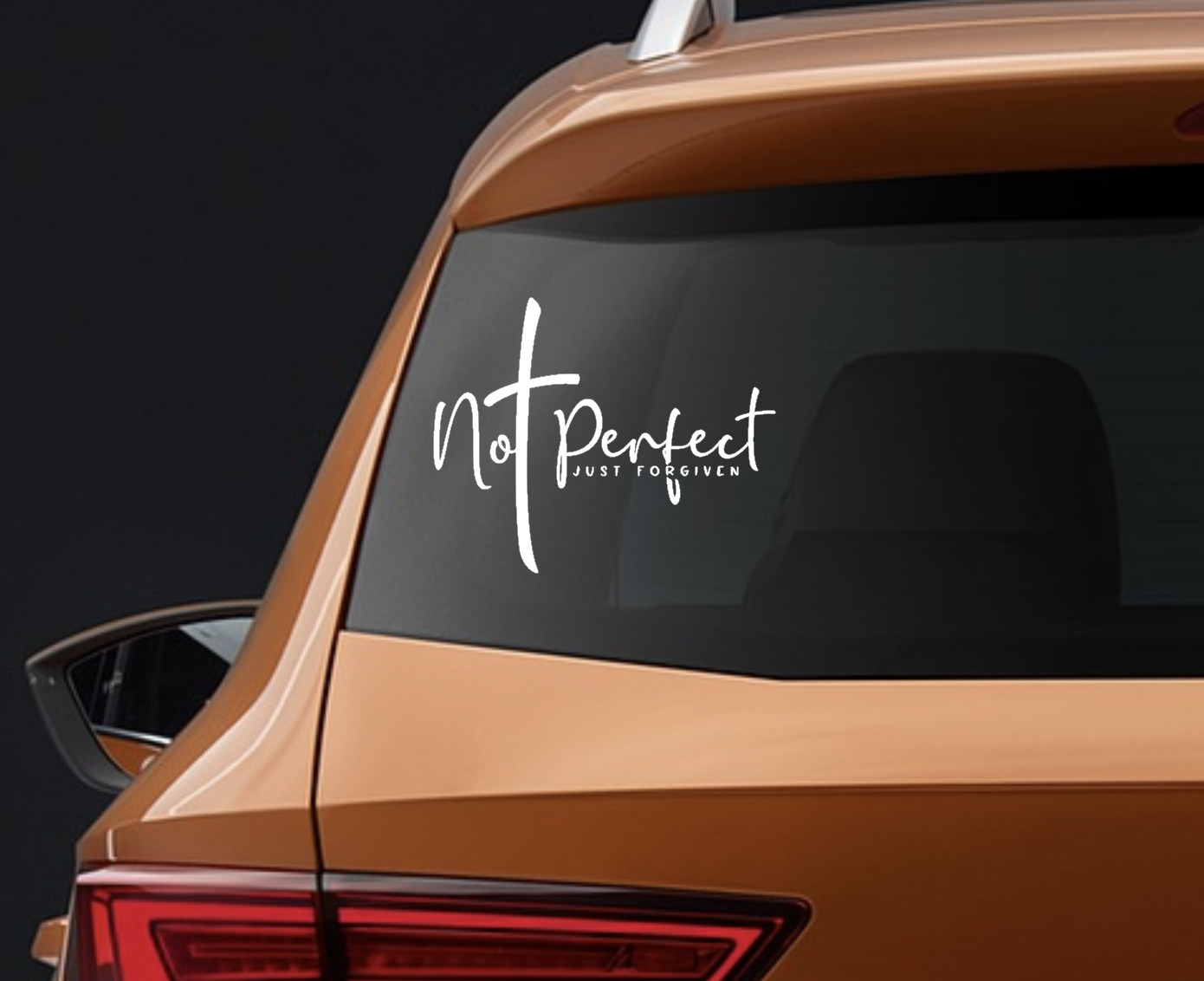 Vinyl Decal Sticker Wood Signs Christian Quotes Not Perfect Just Forgiven Cross