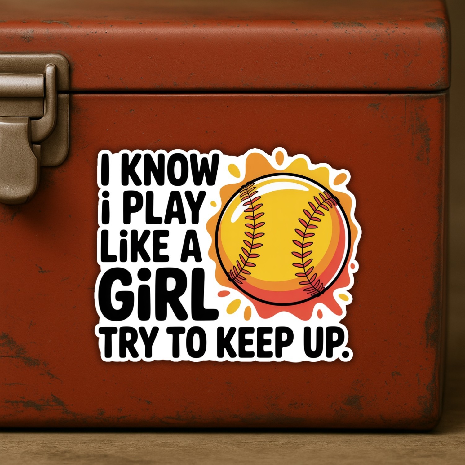 Funny Softball Girl Power Stickers: Waterproof Vinyl Decals – 4 Pack