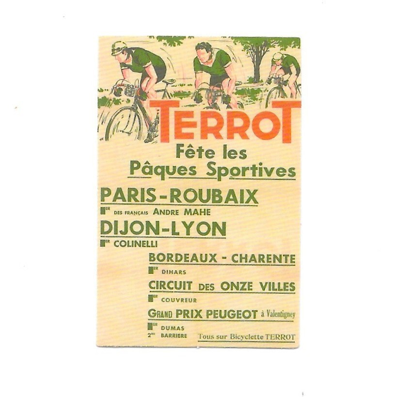 Terrot Bicycles Vintage Paris Roubaix Cycling Race Sticker Bike Poster French