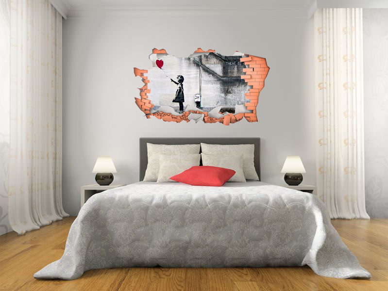 FULL COLOUR Banksy Wall Art, Modern Transfer, PVC Decal, 3D Window, Sticker