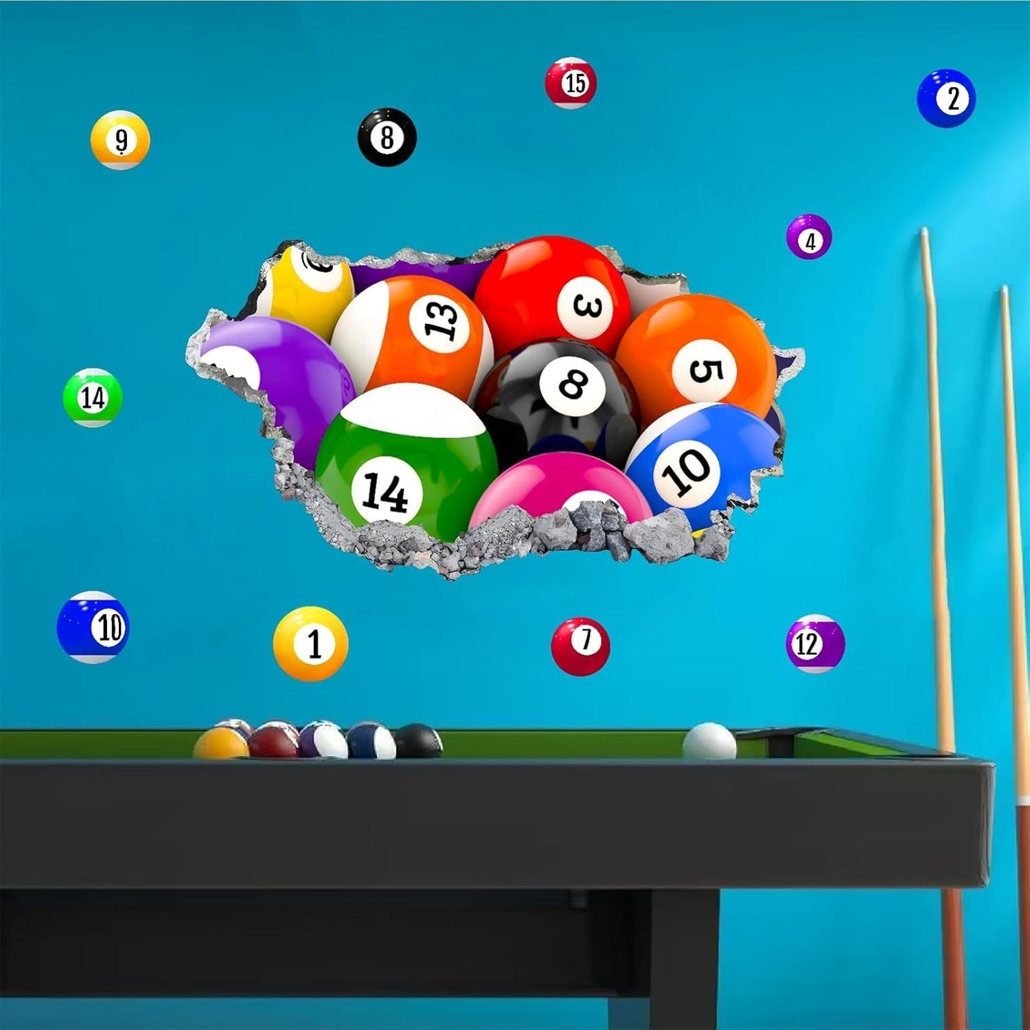 Removable Billiard Ball Wall Decals – Sporty Decor for Playrooms and Nurseries