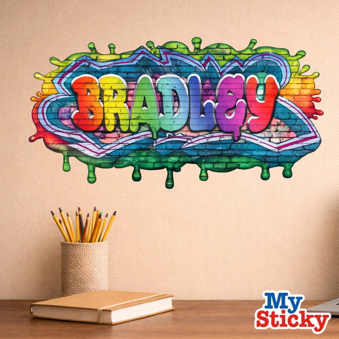 Rainbow Custom Name Drip Graffiti Wall Decor Vinyl Sticker Personalized Decal