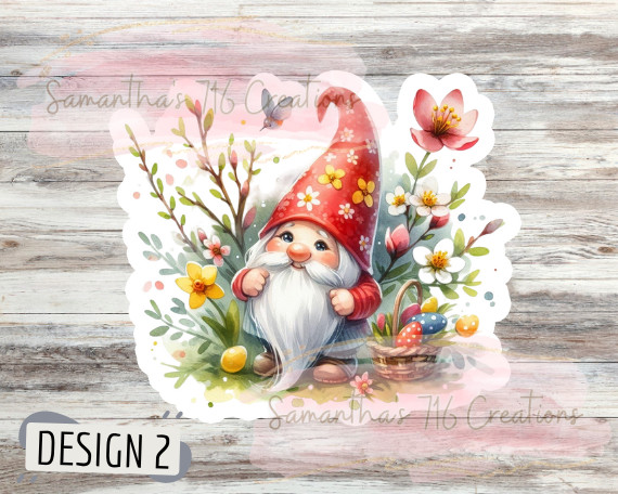 Spring Gnomes Watercolor Vinyl Stickers 3"