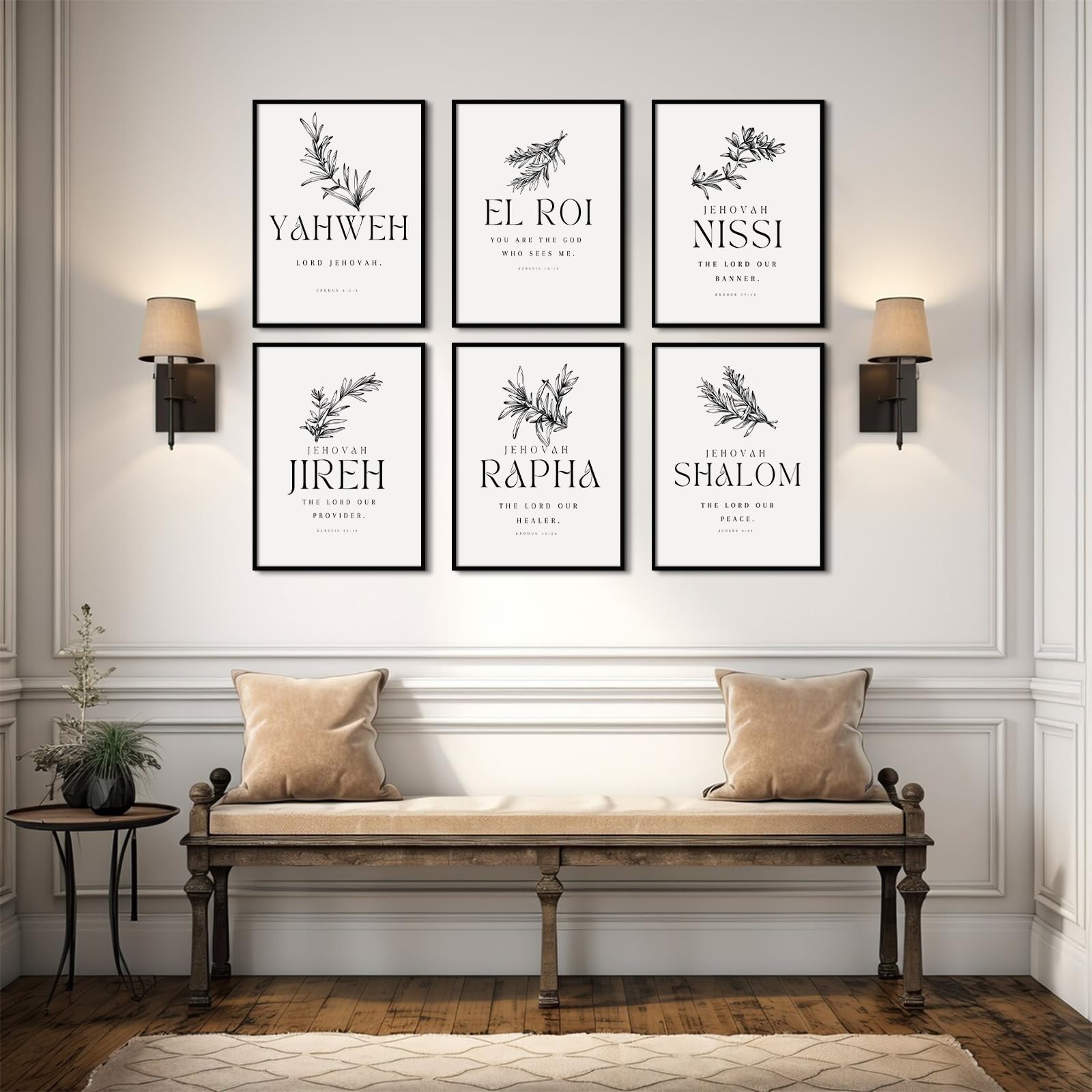 Christian Hebrew Names of God Wall Art Bible Verse Scripture Canvas Wall Deco…