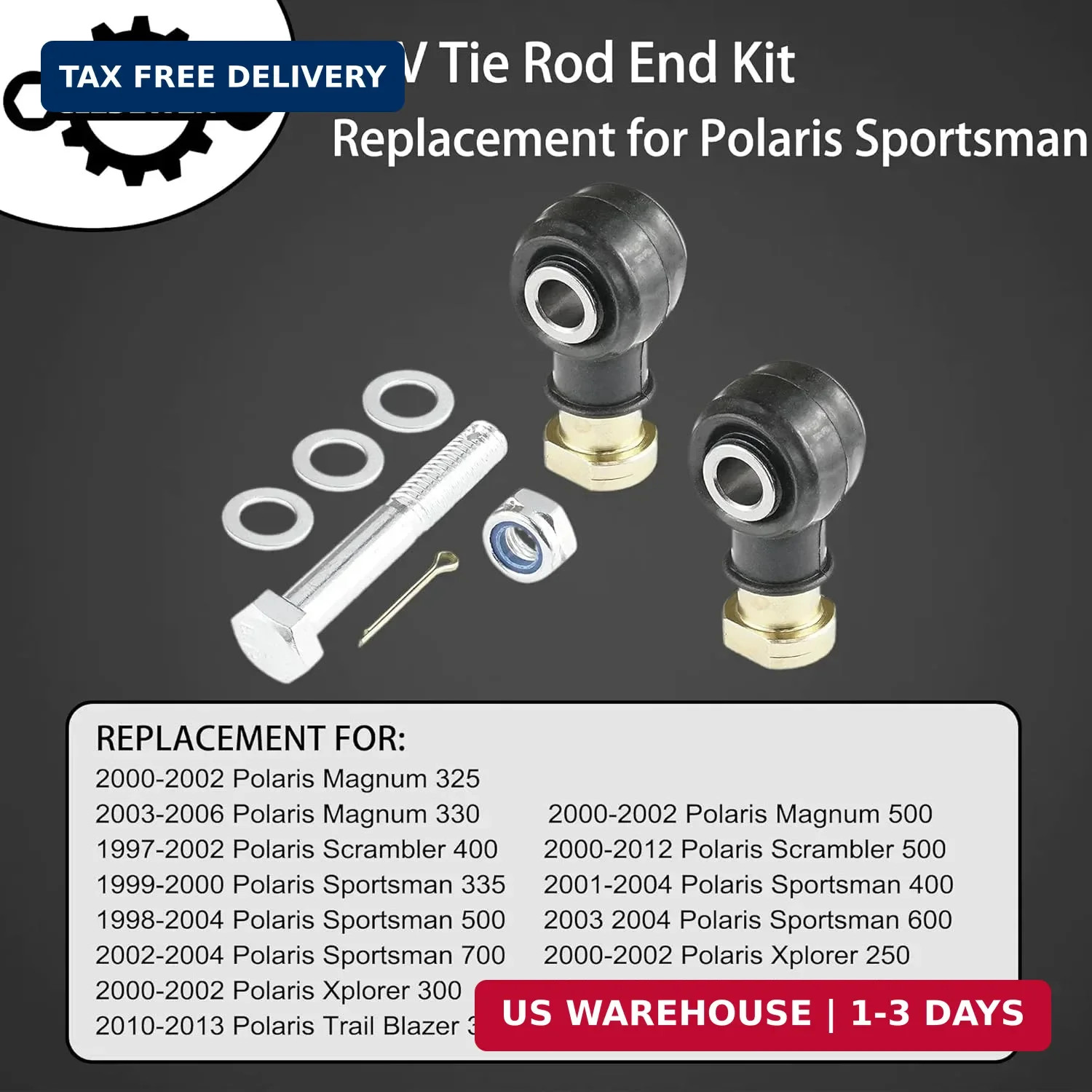 Tie Rod End Kit, Compatible with 1998-2004 Polaris Sportsman 335/400/500/600/700