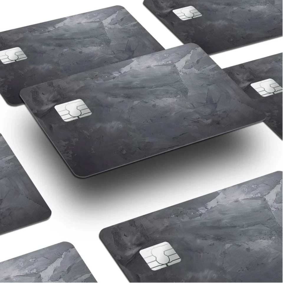 Brushed Slate Credit Card Skin Decal Set Gray Metallic Vinyl Cover Sticker