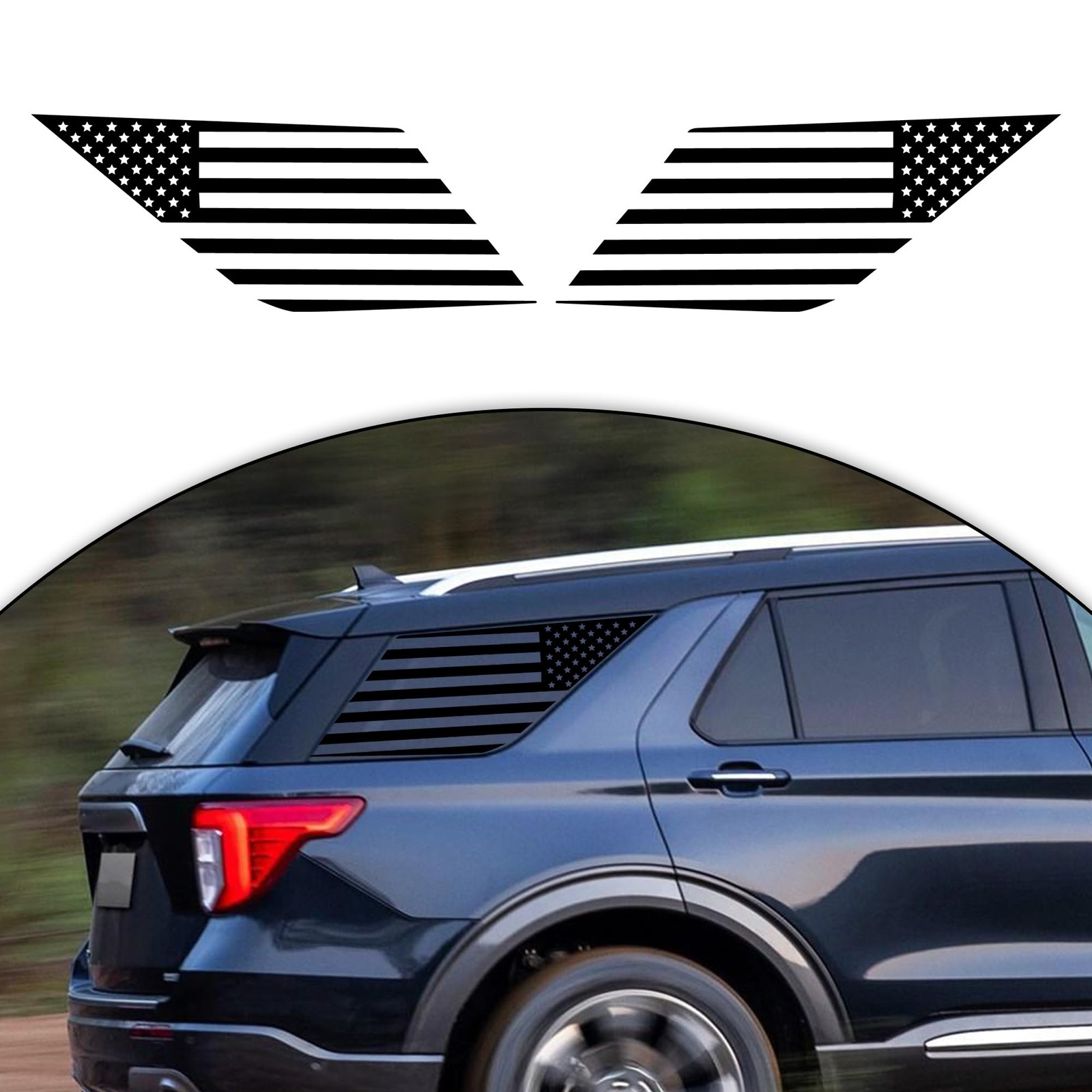 Rear Side Quarter Window Decals for Ford Explorer 2020-2022 2023 2024, Precut…