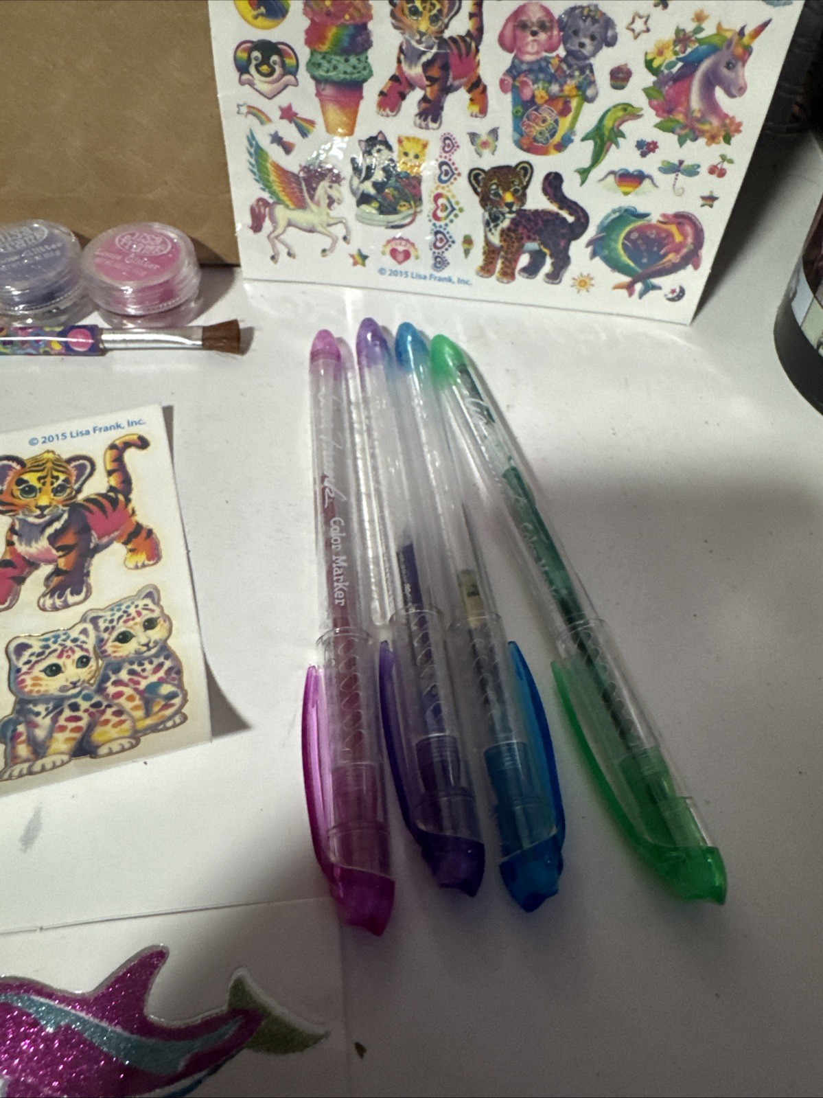 lisa frank temporary tattoos Sheets lot y2k glitter And Lisa Frank Glitter Pens
