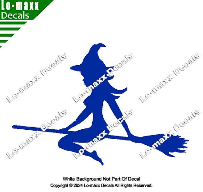 Mudflap Girl Witch Riding Broom Trucker Custom Graphic Die Cut Vinyl Decal