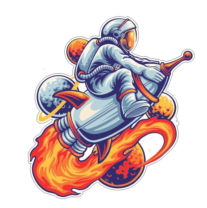 Space Ship Space Man Astronaut Sticker Stickers A113