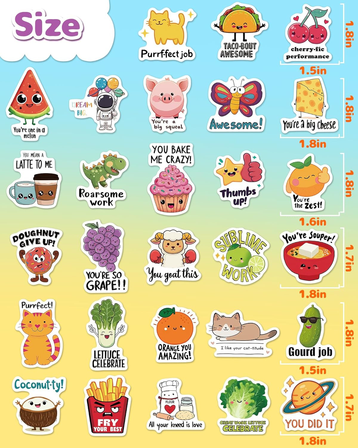 100 Pcs Cute Stickers for Kids, Water Bottle Stickers for Kids Waterproof, Vinyl