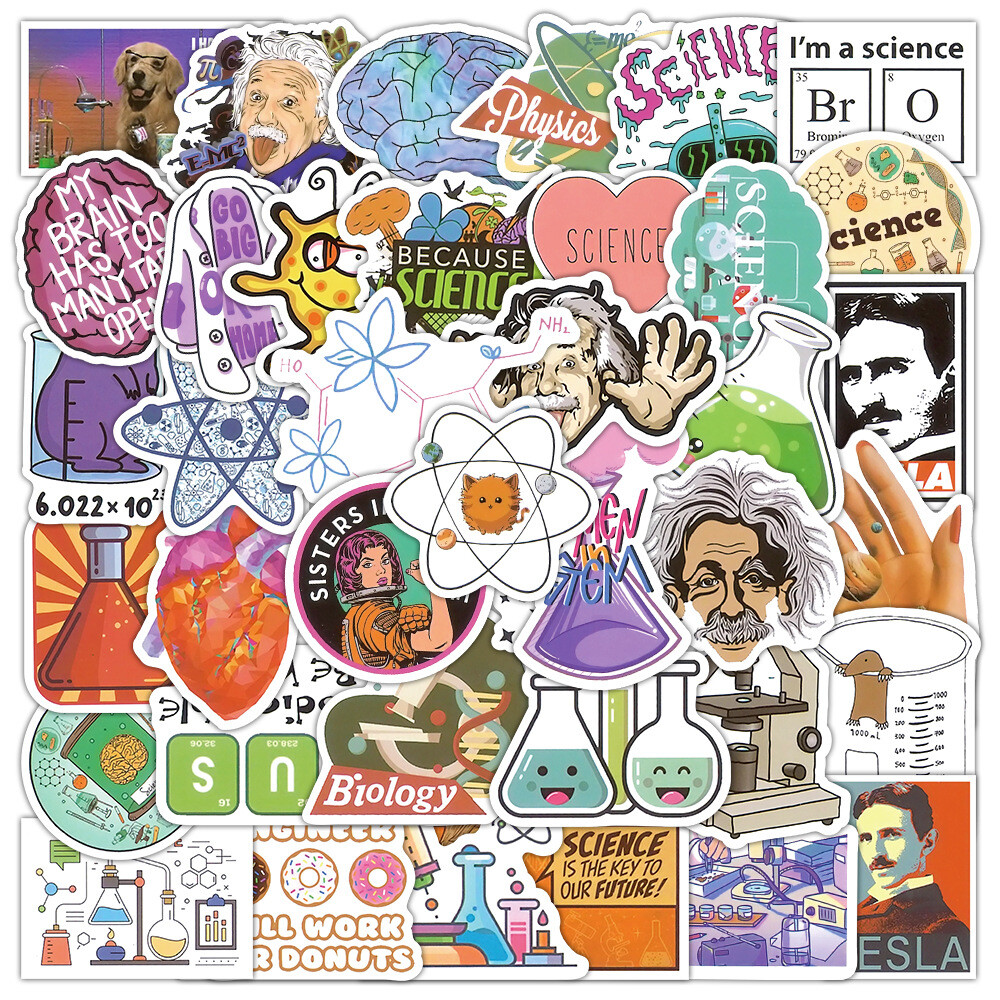 100Pcs Cartoon Scientific Elements Sticker for Adults Teens Girls Water Bottles