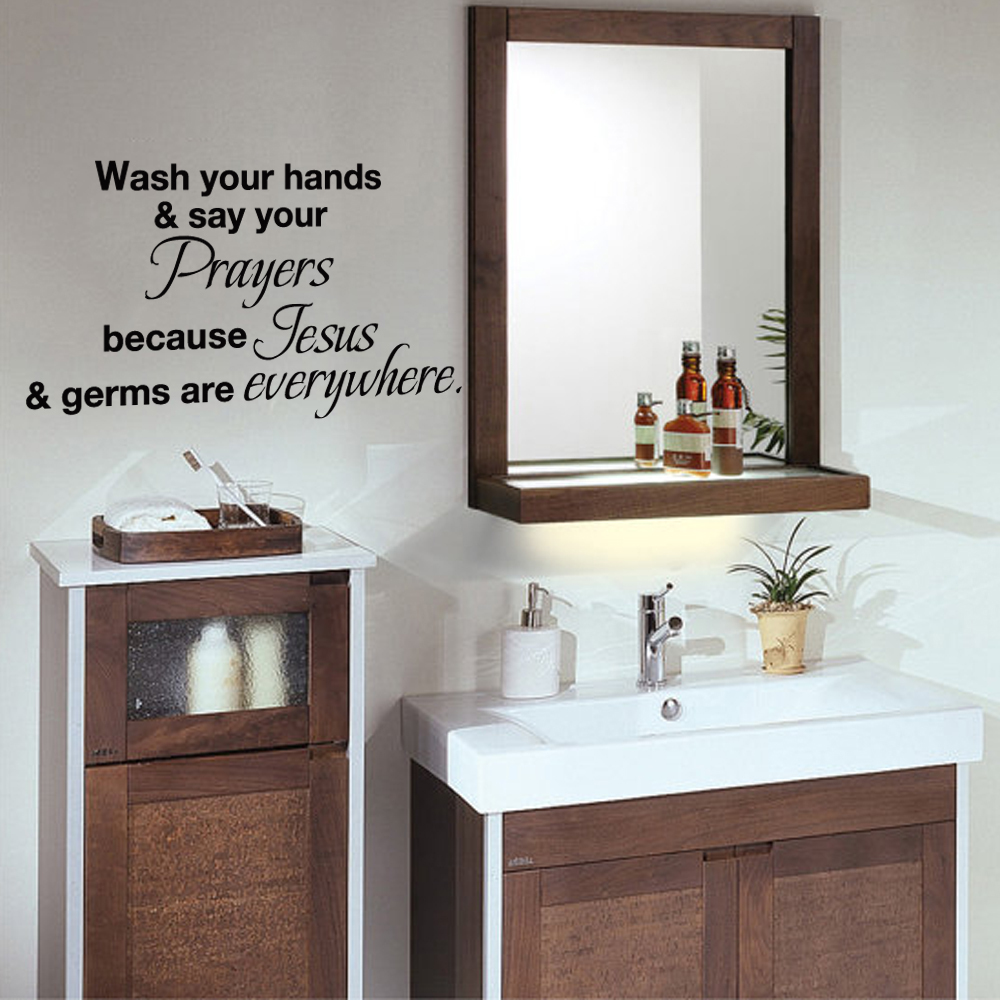 Bathroom Bible Wall Sticker Wash Your Hand Jesus Germs Removable Mural Art Decor