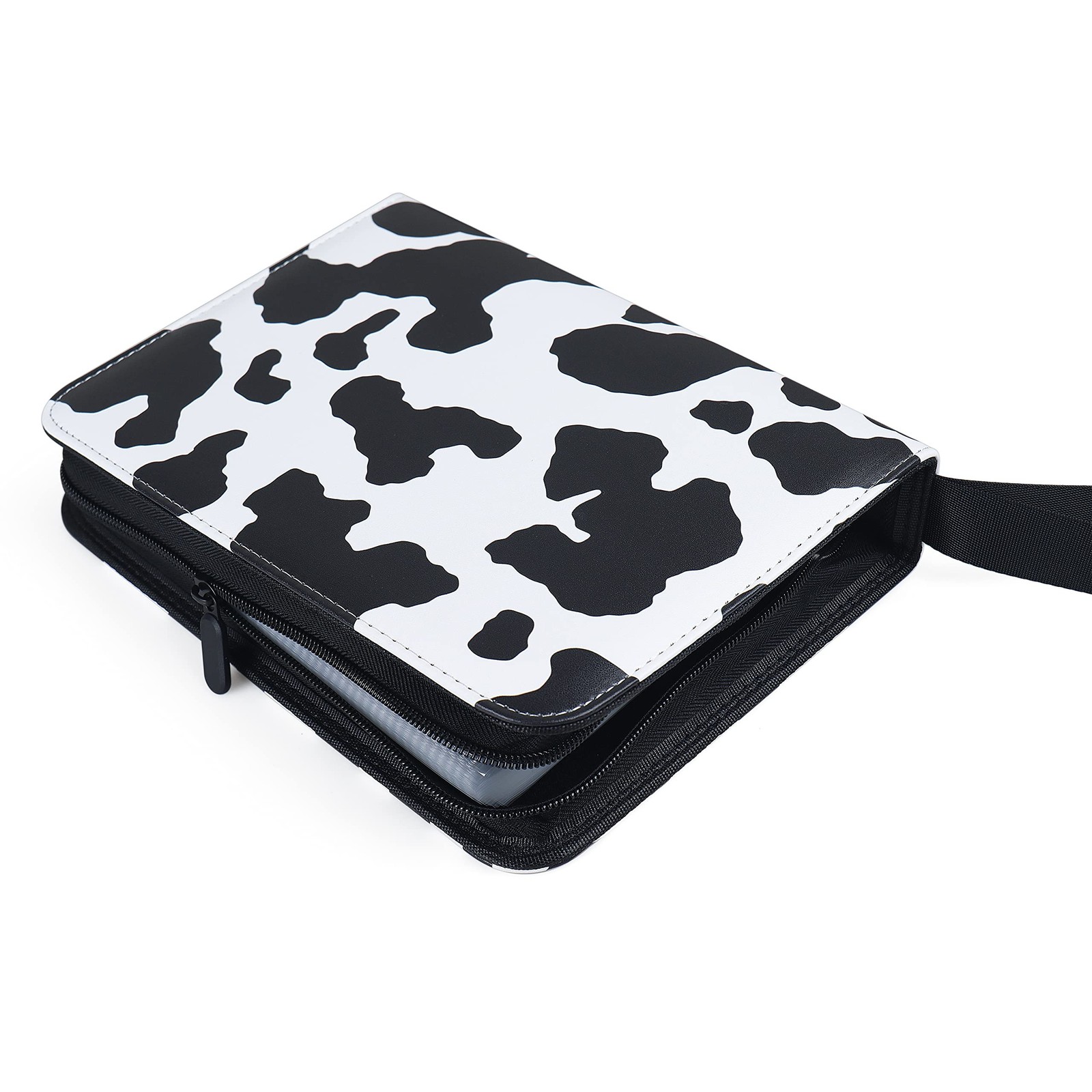 4 Pocket Trading Card Binders for 400 Cards, Cute Kawaii Cow Milk Pattern
