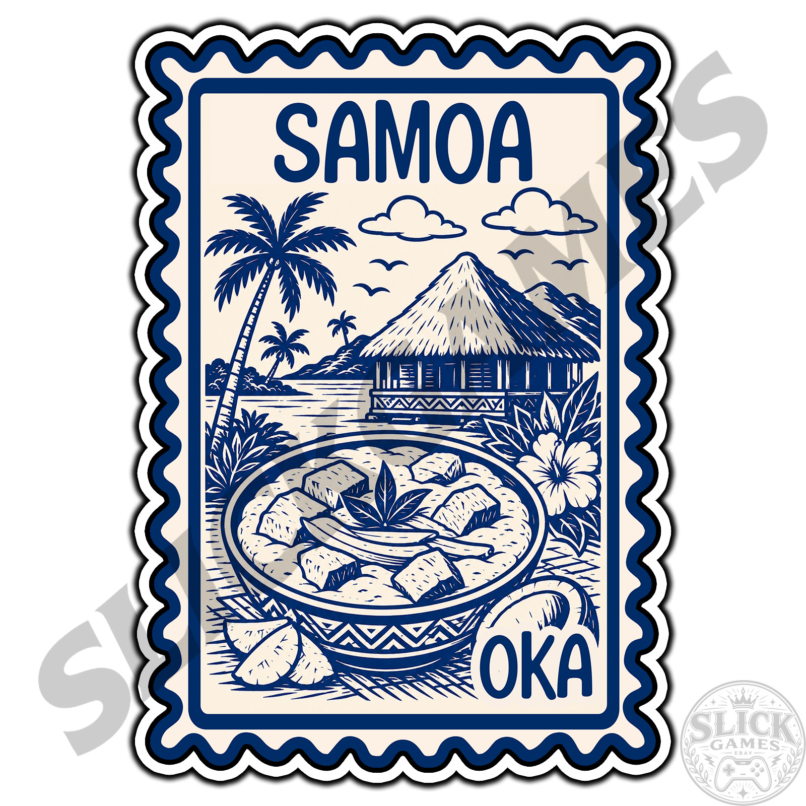 Samoa Oka Travel Postage Stamp Sticker #1 Waterproof Vinyl Decal Die-Cut
