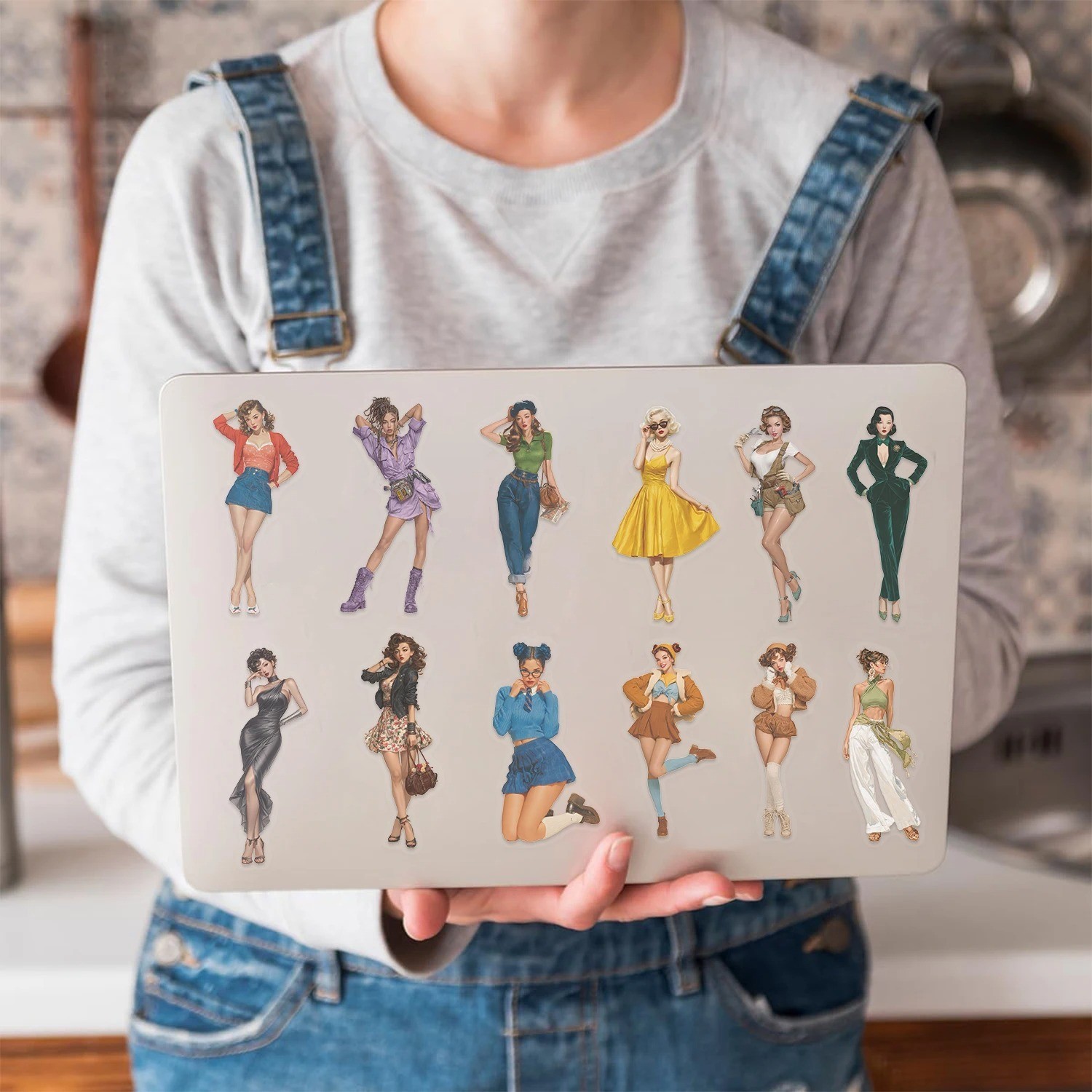 50 Pop Girl Stickers Vintage Retro American Pinup Decals Laptop Phone Waterproof
