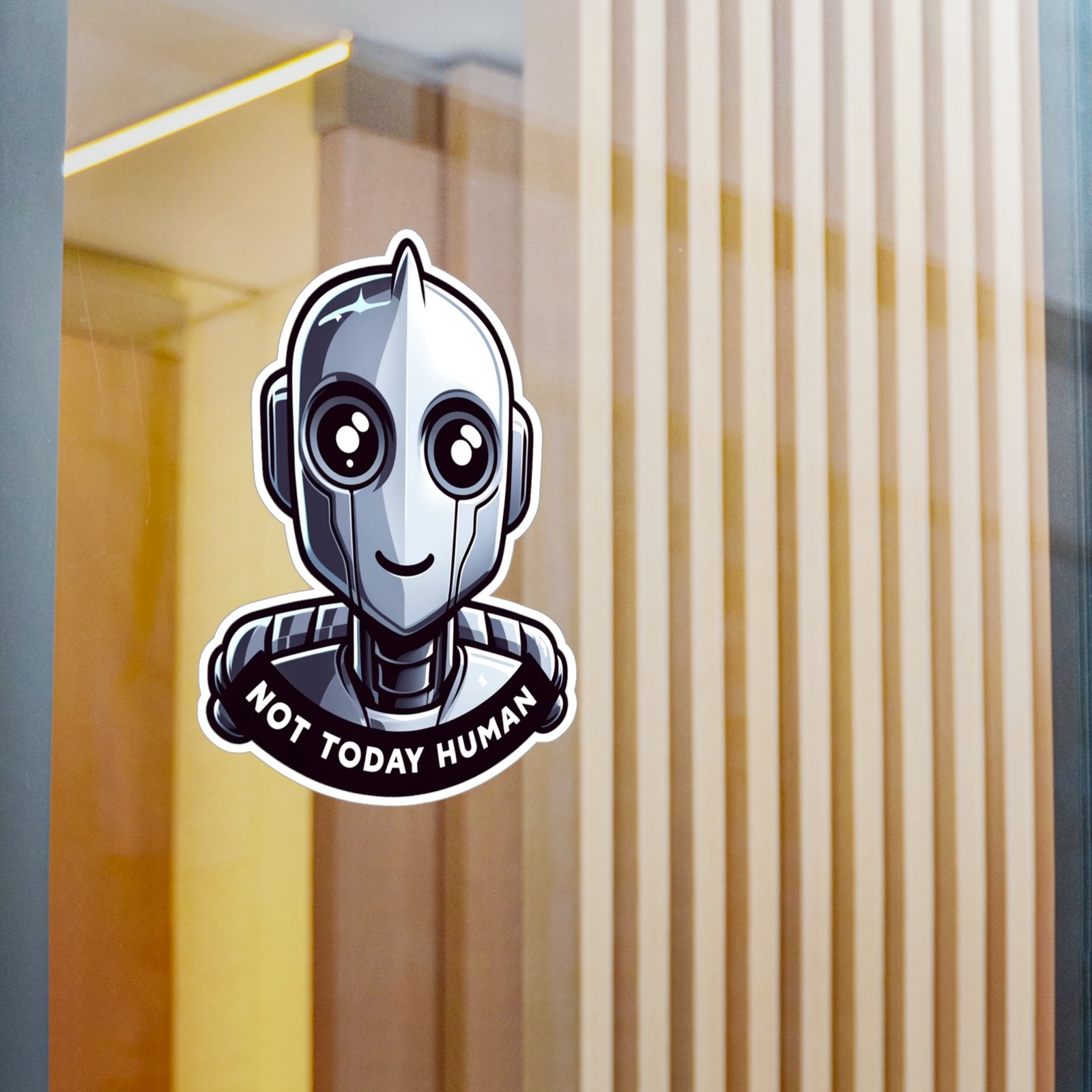Retro Robot Sticker Vinyl Decal – Matte Not Today Human Label Glossy
