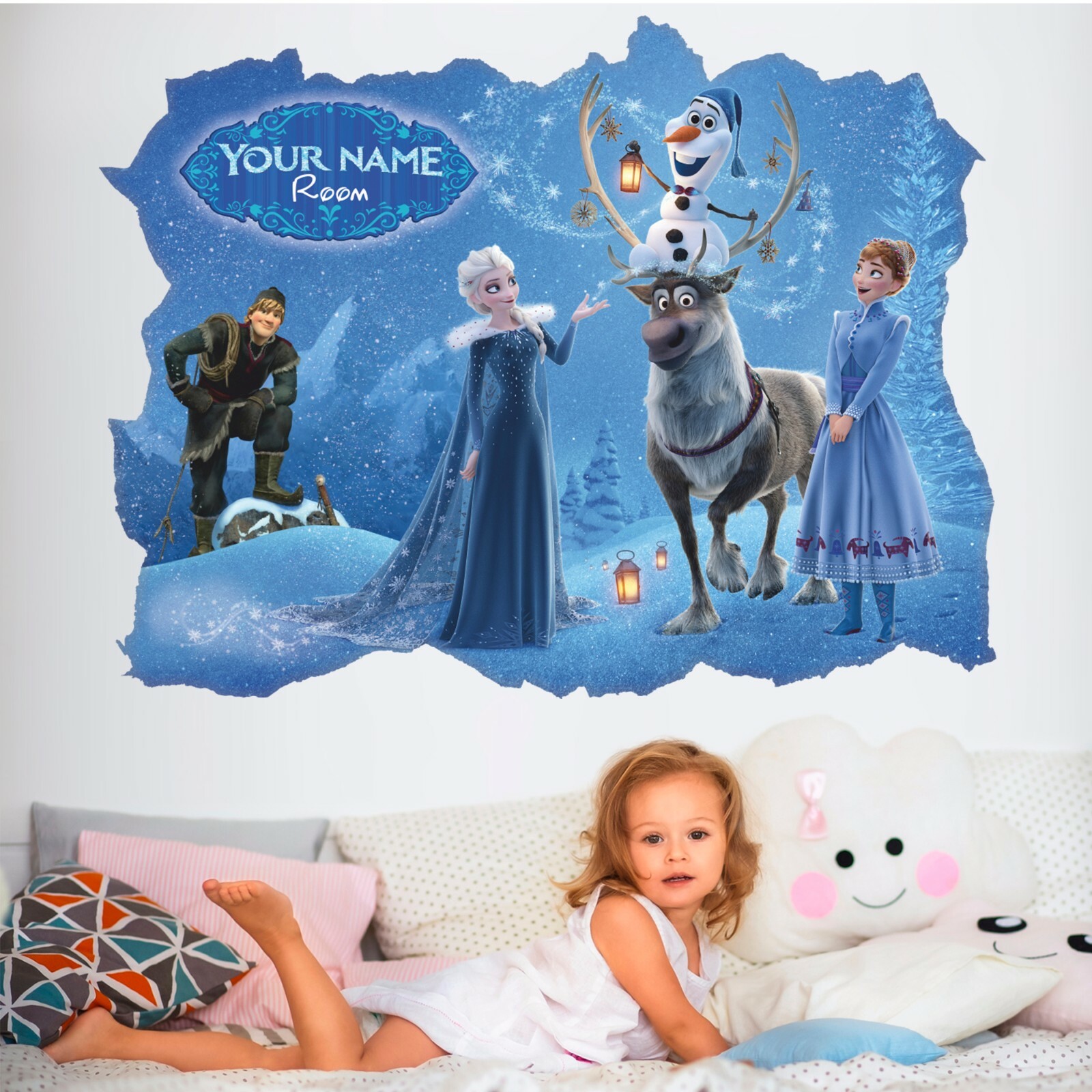 Frozen 3D Wall Sticker, Personalized Wall Decal, Removable Vinyl Sticker