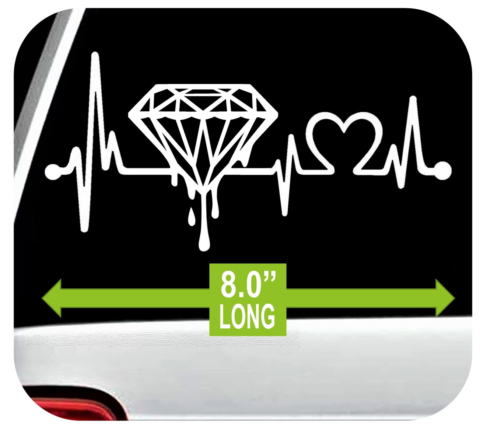 Diamond Decal Dripping Heartbeat Sticker Car Window JDM BG2050