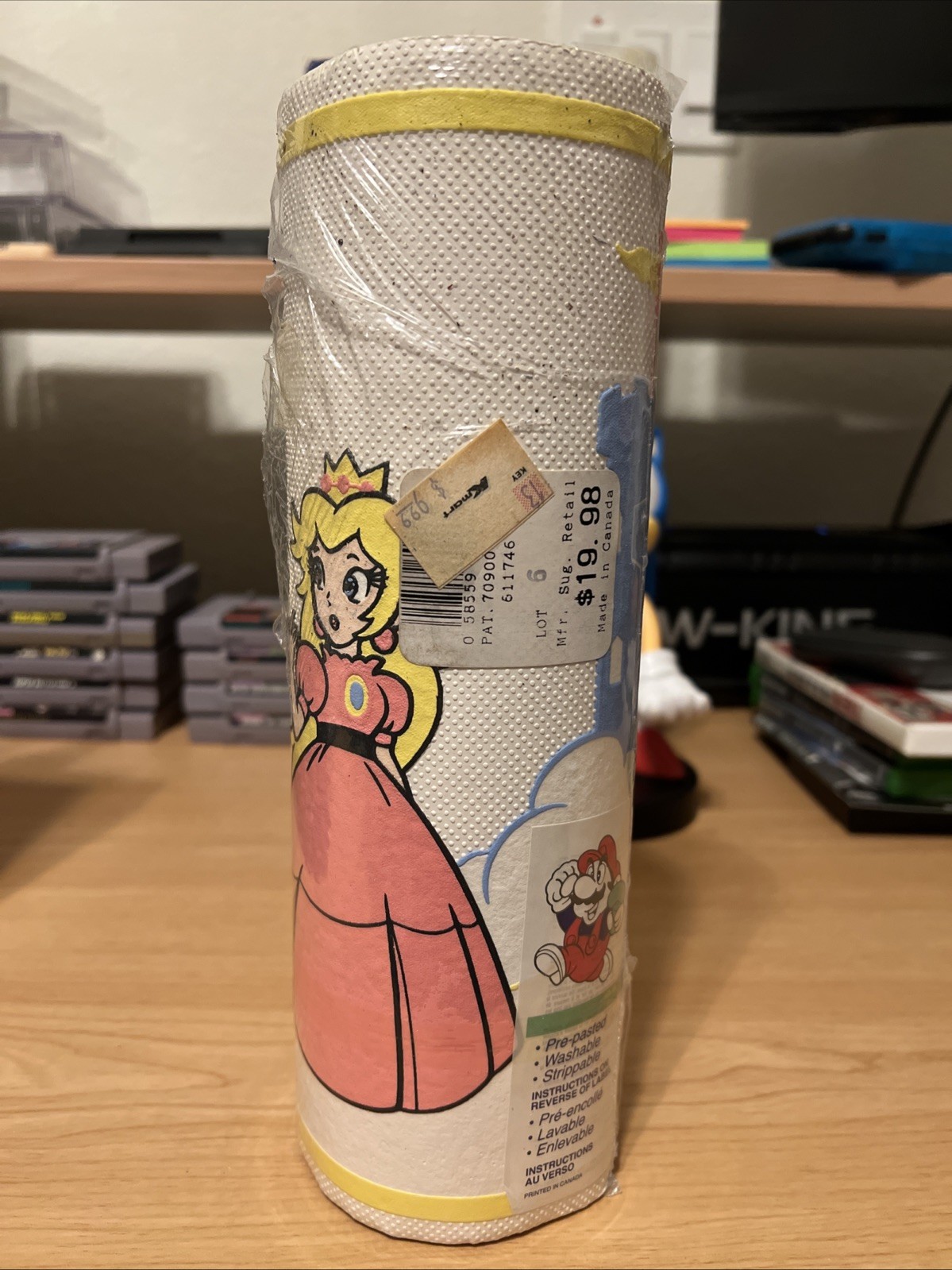 Nintendo Super Mario Vinyl Walltrim (1989) *Peach* New In Original Box 5 Yards