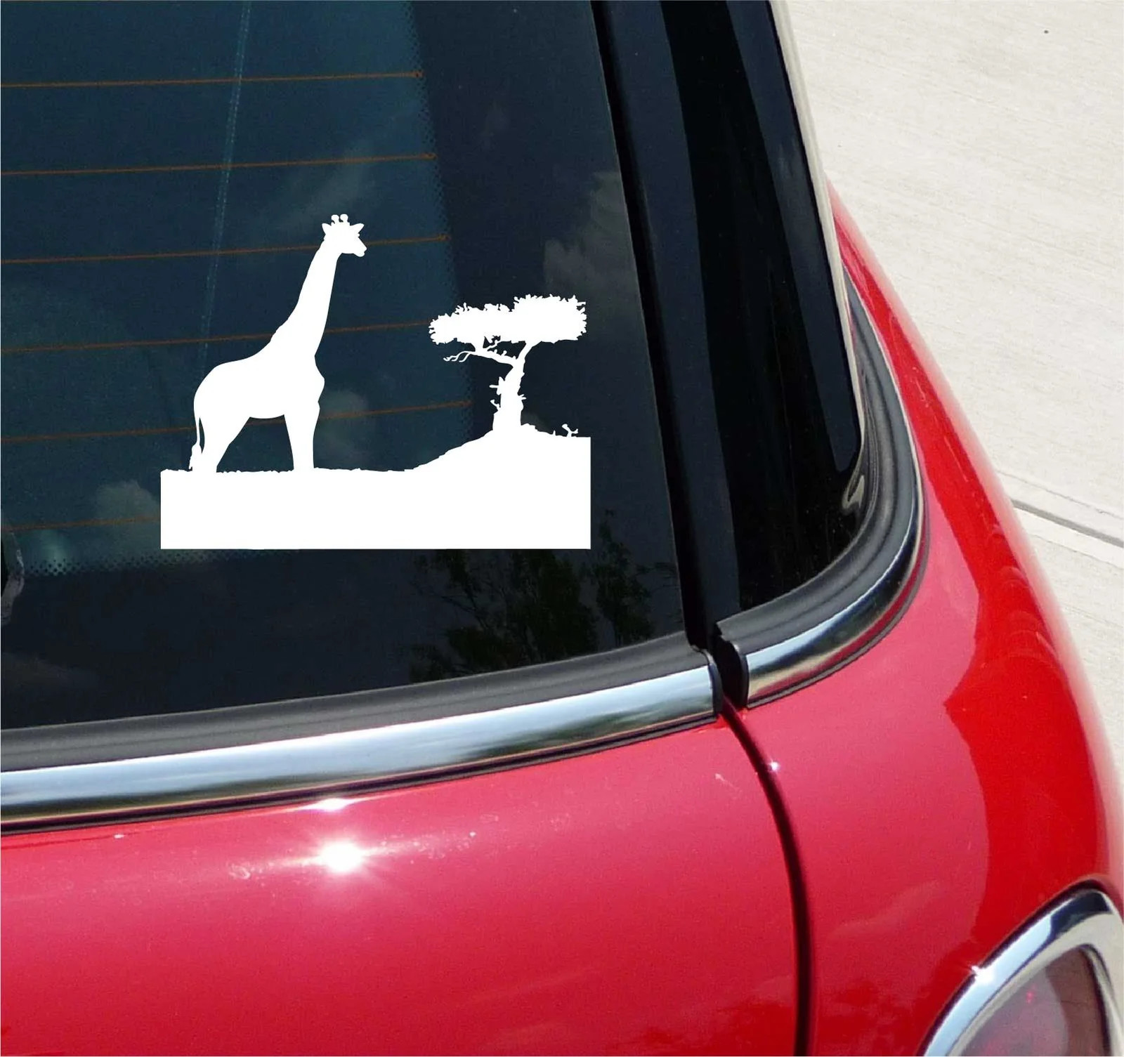 GIRAFFE TREE SAVANNAH SAFARI GRAPHIC DECAL STICKER ART CAR WALL DECOR