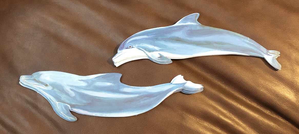 WALLIES Wallpaper Cutouts 25 Blue Dolphins Washable Pre-Pastes Strippable