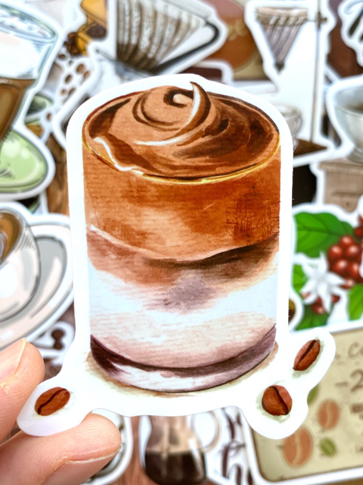 5-50 pcs Coffee Stickers, Boho Water Bottle Luggage Kindle Phone Laptop Decals