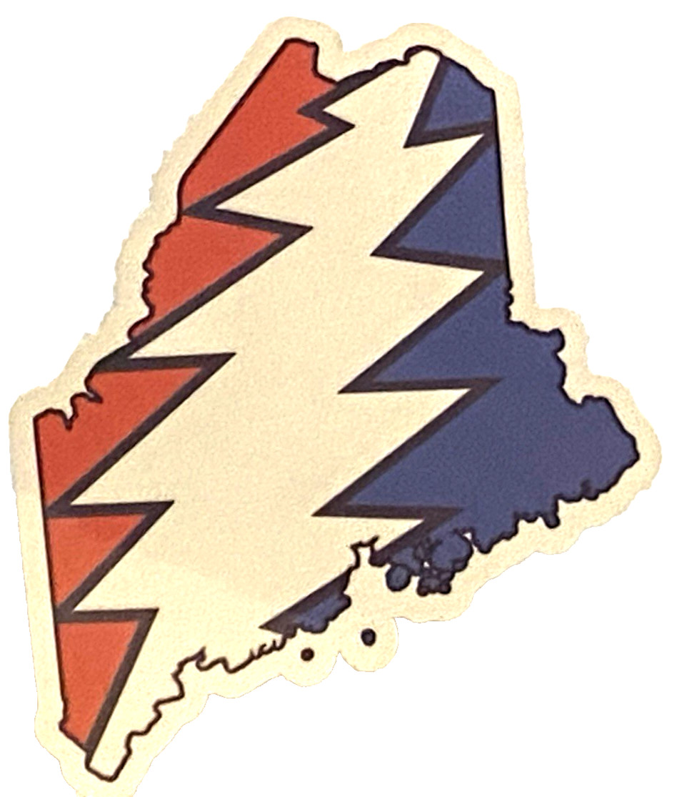 ⚡️GRATEFUL DEAD Lightning Bolt Maine Sticker *NEW* Measures 2-1/2" x 3" ⚡️