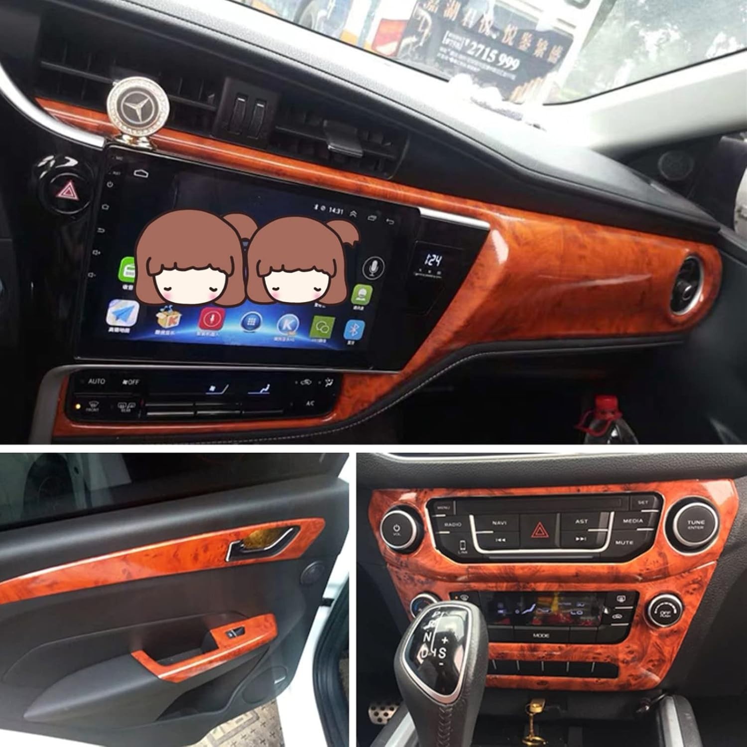 Wood Grain Vinyl Sticker Decal Roll Car Interior Home Office Furniture DIY Fi…