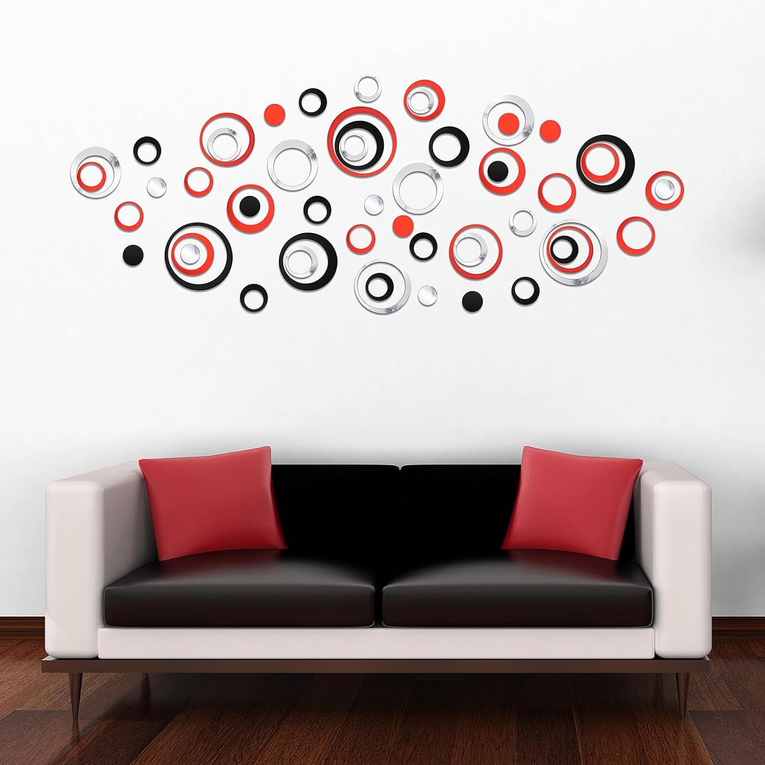 72 Pieces Acrylic Circle Mirror Wall Sticker round Wall Decor Decals Removable D