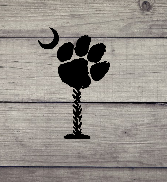 Tiger Paw & Moon SC Palmetto Tree- Yeti, Cellphones, Auto, Laptop CLEMSON