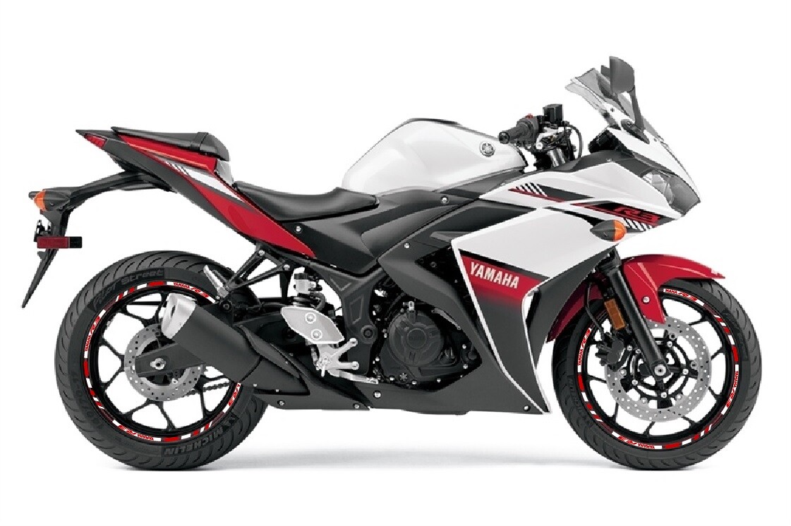 WHITE & RED GP STYLE CUSTOM RIM STRIPES WHEEL DECALS TAPE STICKERS YAMAHA YZF R3