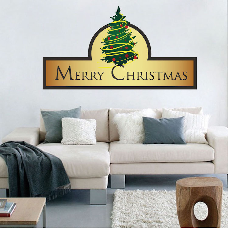 Merry Christmas Wall Decal Winter Wallpaper Seasonal Decorations Vinyl, h30