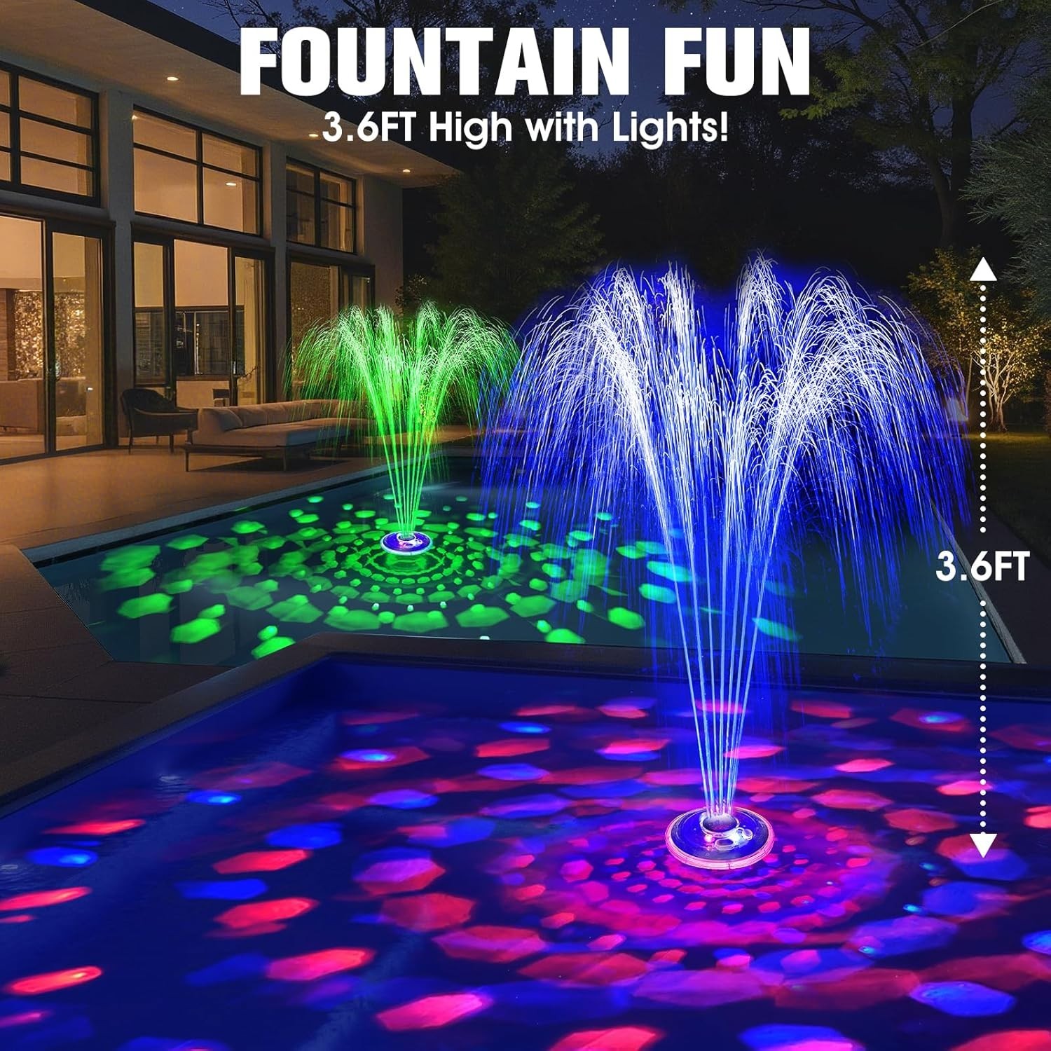 Upgraded Pool Fountain, Floating Pool Fountain with Lights, above Ground Pool Wa