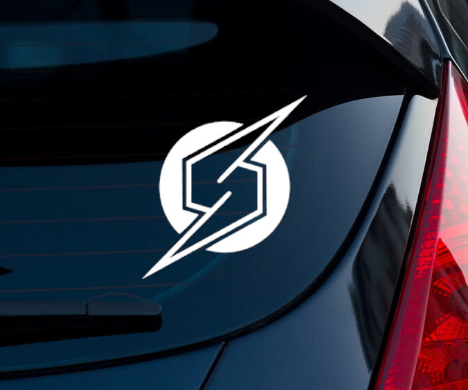 Screw Attack Metroid Indoor Outdoor Matte White Vinyl Decal 3"x2.7"