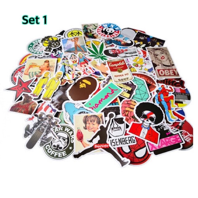 UK 50PC Fashion Graffiti Stickers Brand LOGO Laptop Skateboard Car Luggage Decal