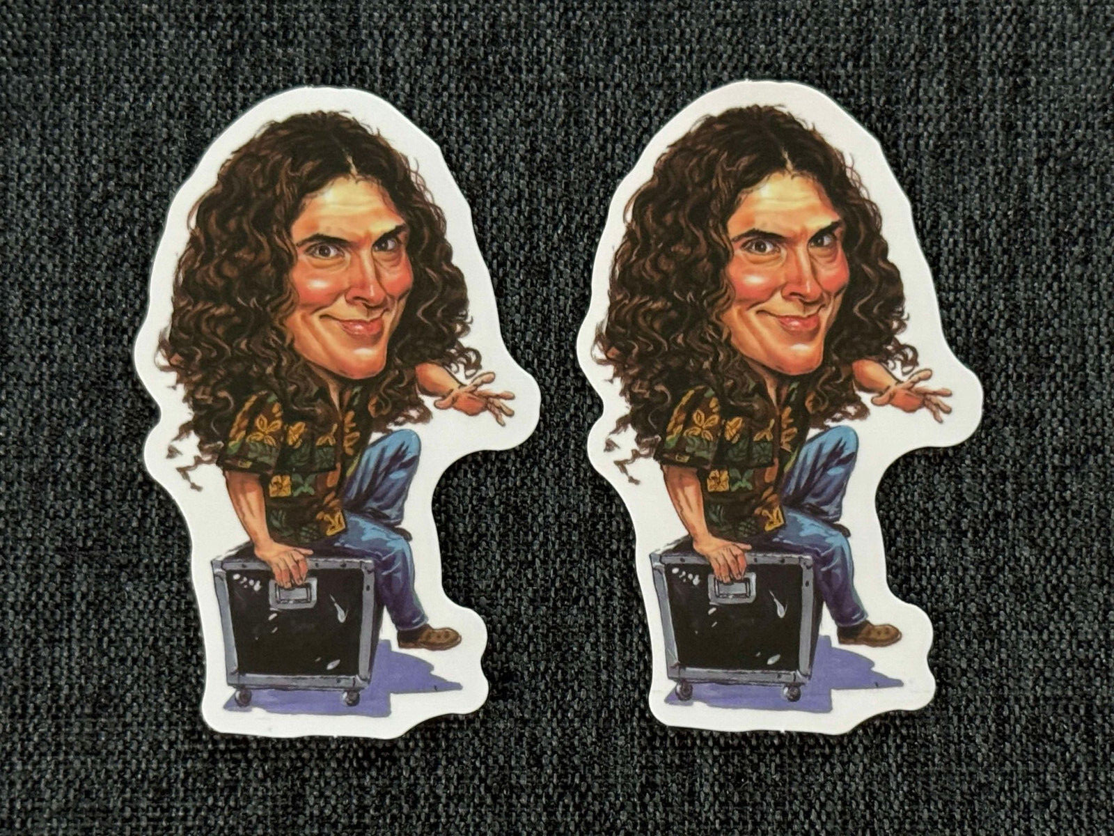 Lot (2) WEIRD AL YANKOVIC 1 1/4" x 2 1/4" Caricature STICKERS Free SHIP! Eat It