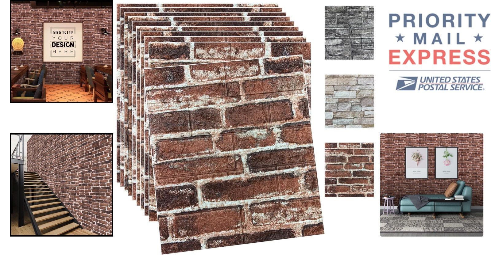 Self-Adhesive 3D Red Brick Wall Panels – 20PCS Foam Design for Easy Installation