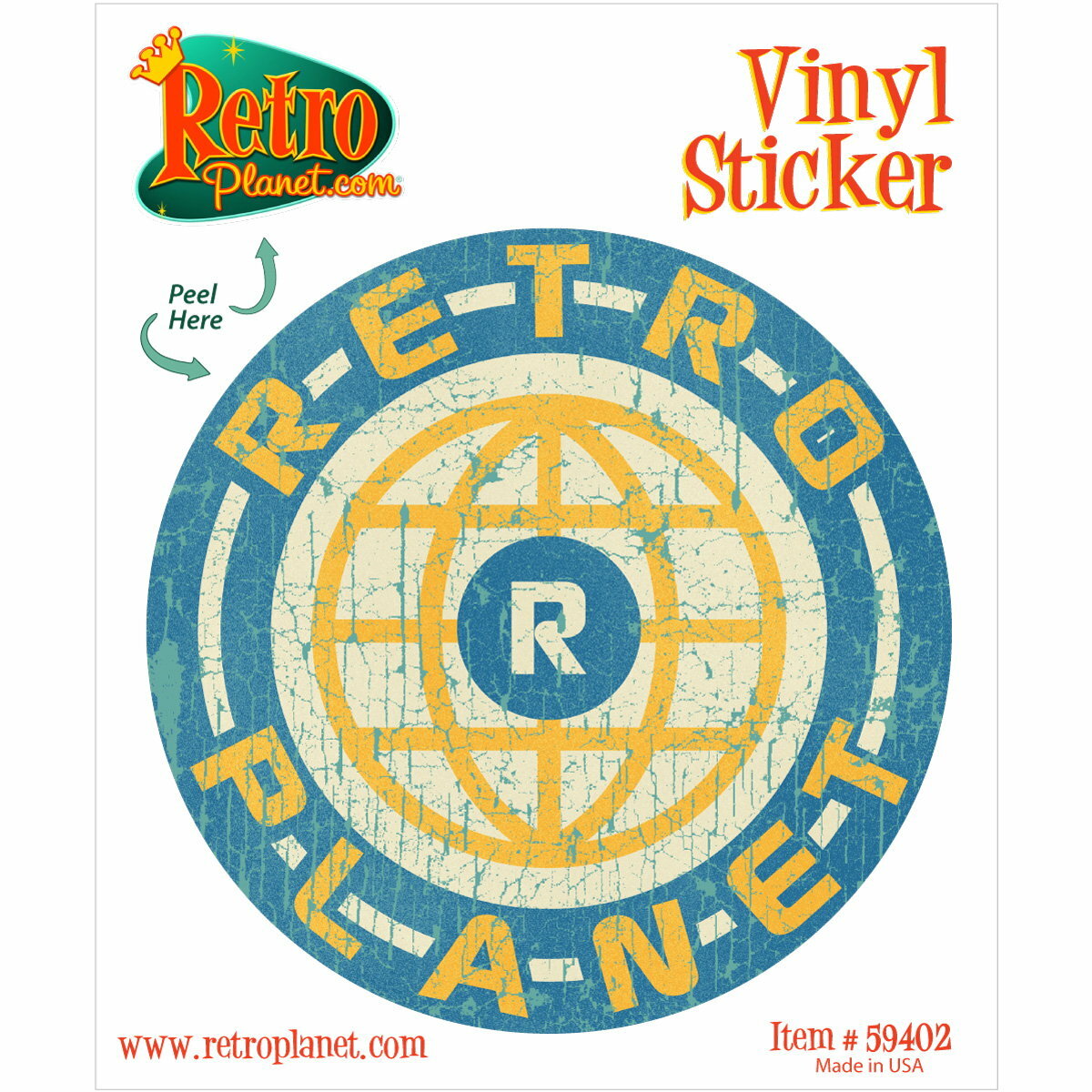 Retro Planet Brand Globe Logo Vinyl Vintage Style Bumper Sticker Decal
