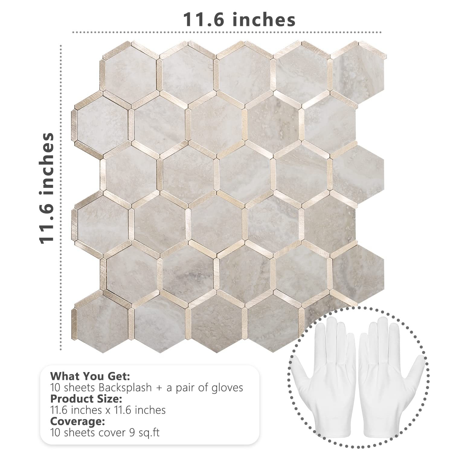 STICKGOO Hexagon Peel and Stick Backsplash Tile, Stick on Backsplash for Kitc…